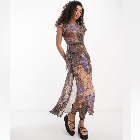 ASOS Multicolor Patchwork Maxi Dress - Picture 1 of 4